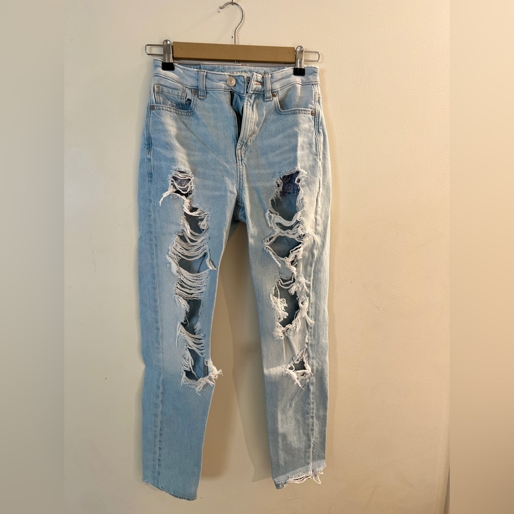 American Eagle Outfitters Mom Blue Distressed Jeans